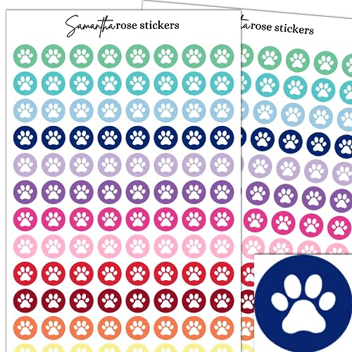 Paw Print Circle Stickers, Small Animal Sticker for