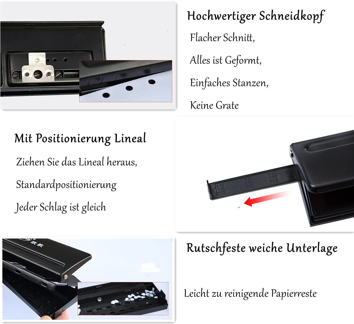 6-Voudige Perforator - DIN A5, 6-Gaats Ringband, Desktop Punch Met Verstelbare Afstanden Voor A4, A6, Papieren Kaarten, Fotobinding