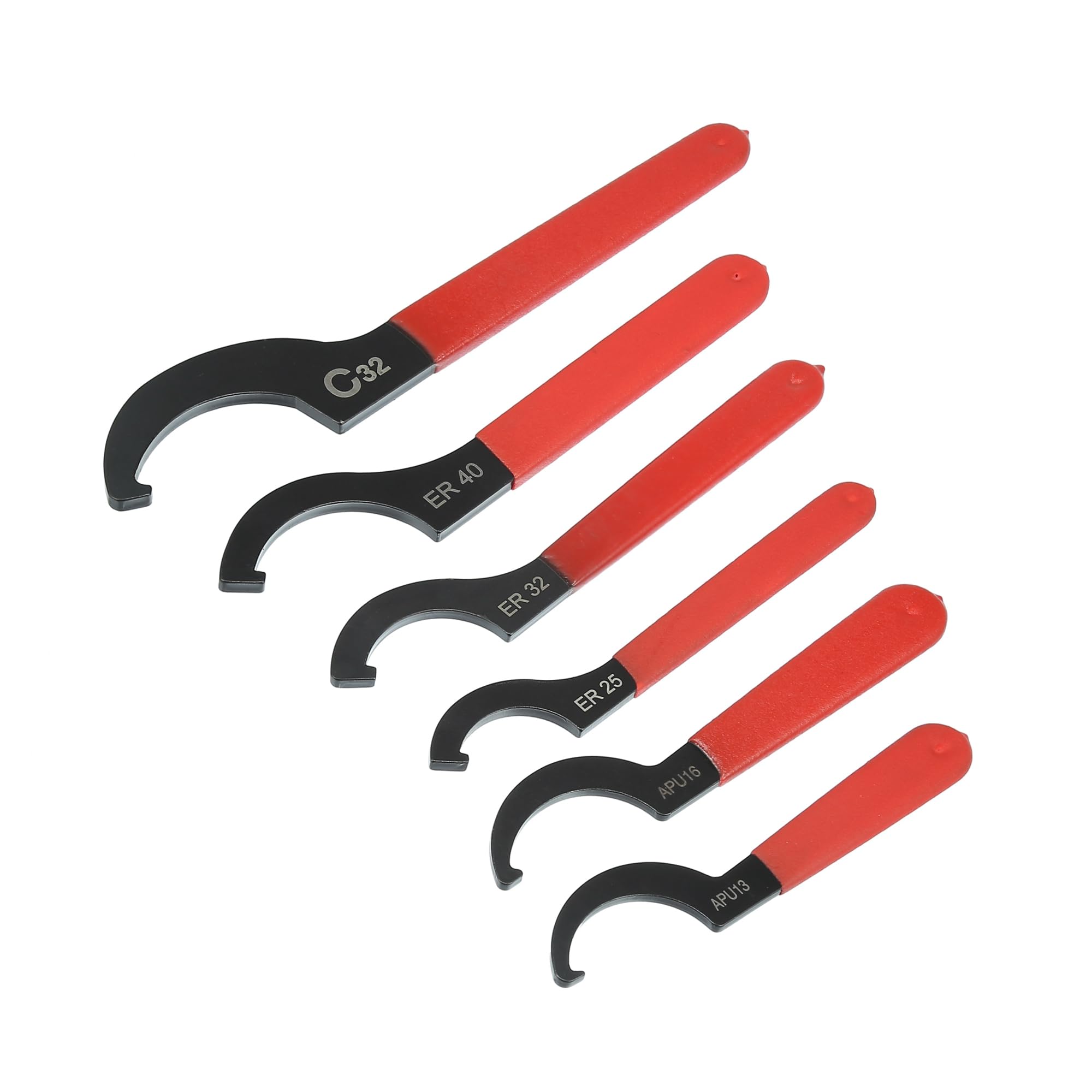 TUCKBOLD 6pcs Coil Over Wrench Shock Spanner Adjustable C Shape Wrenches Tool Automotive Parts, Black, Red, 8.27"x1.50"x0.31"