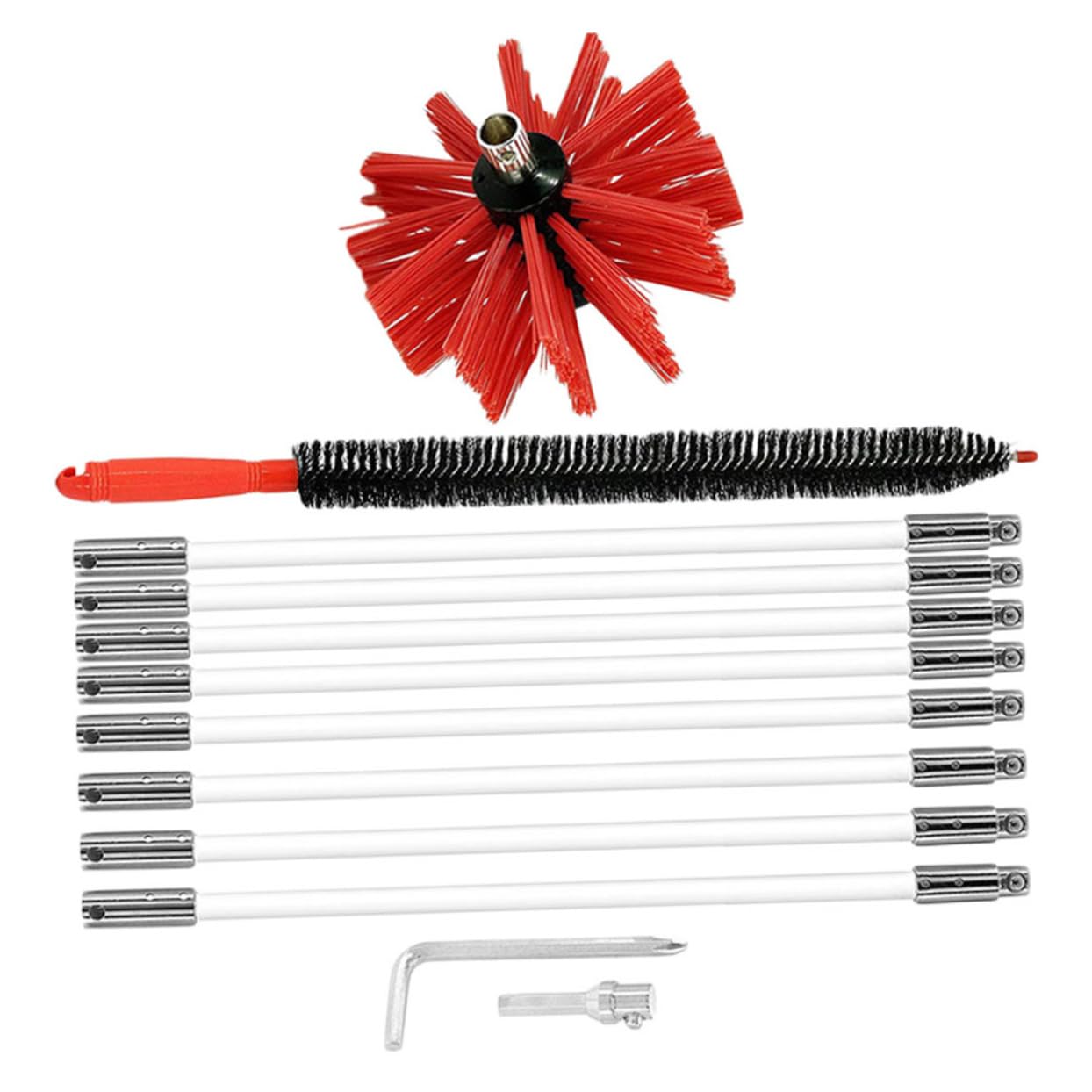 OUNONA 1 Set Spazzole per Pulizia Fumaria Strumenti Professionali per Pulizia Caminetti Asciugatrici Testa e Accessori Facile Installazione e Utilizzo