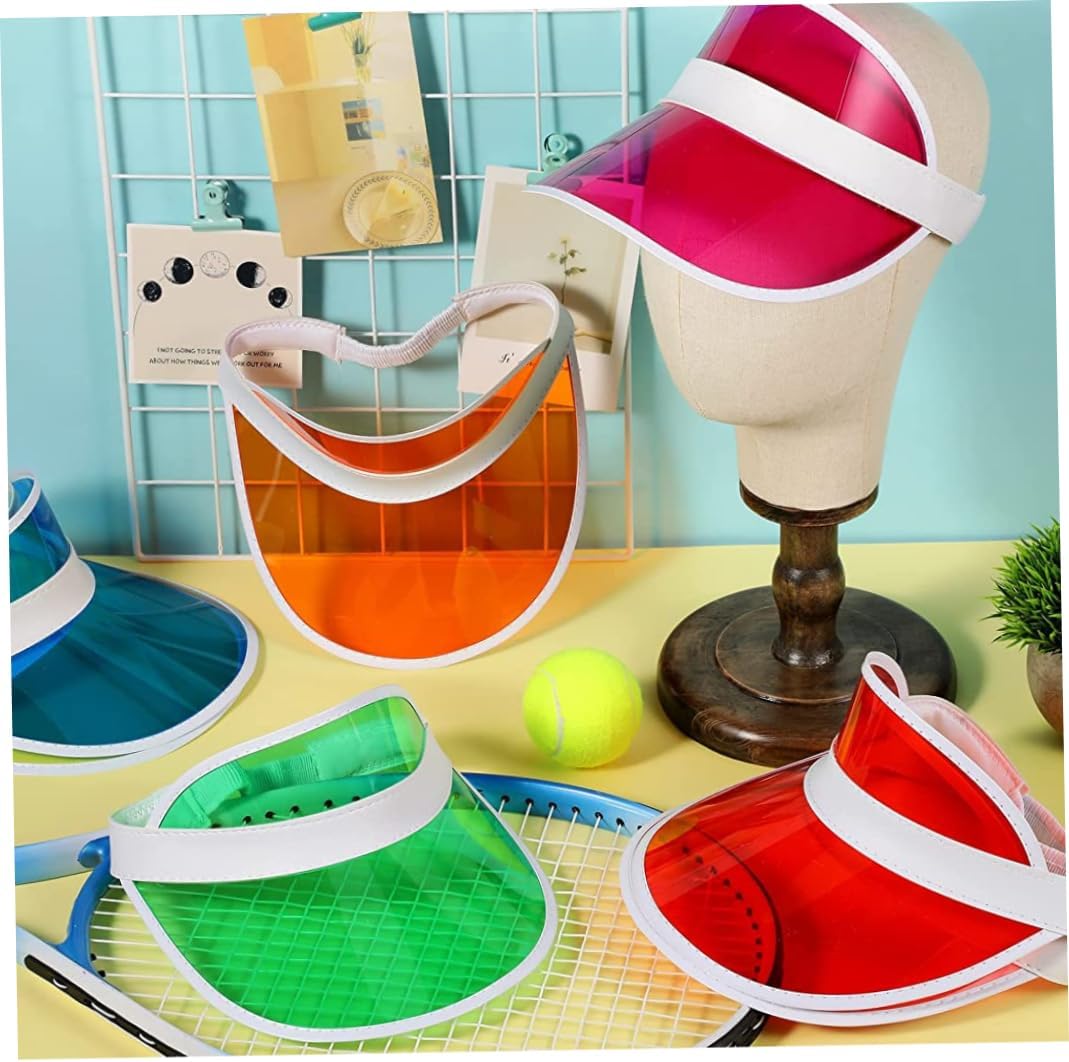 Unisex Sun Visors Plastic Clear Cap with UV Protection Candy Color Transparent Tourist Visor Cap Colorful Hat 14 Pack