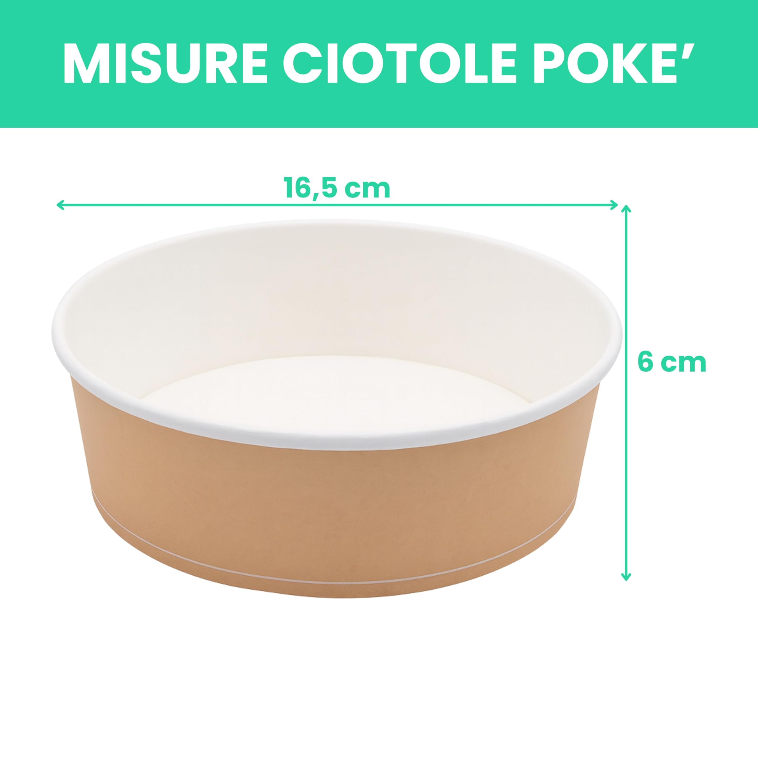 Bowl Poke 100 Pezzi con Coperchi 1L Cartoncino Kraft Alimentare Resistenti a Cibi Umidi e Unti