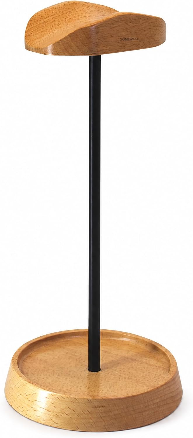 Wood Headphone Stand, Desktop Storage, Storage Base/Beech+ Rod