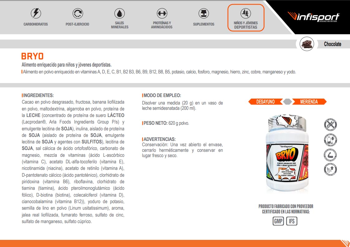 Infisport Bryo 620gr - Chocolate Chocolate Polvo