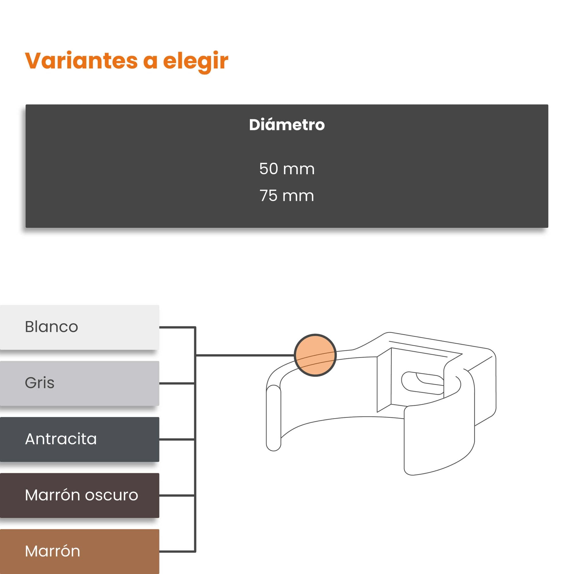 INEFA Abrazadera de tubo, PVC-U 75mm, Abrazadera de tubo descendente antracita, accesorios para canalones, fácil instalación,made in Germany