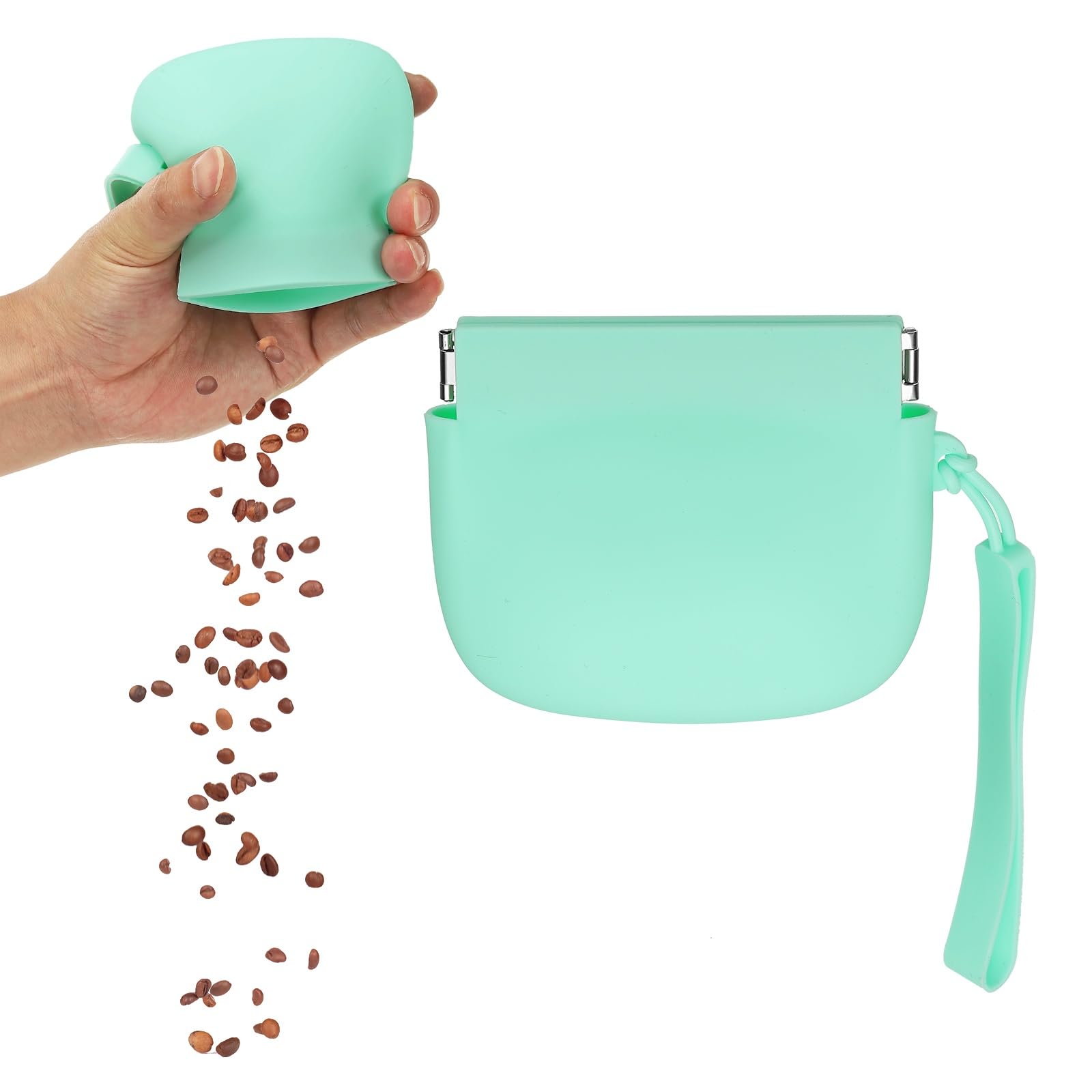 sourcing map Silicone Dog Treat Pouch, Auto Closure, Pocket Size, Portable Walking Bag for Dog and Cat 4x3 Inch (Green, 1Pcs), Intended for Pet Travel/Training/Walking โ image 1