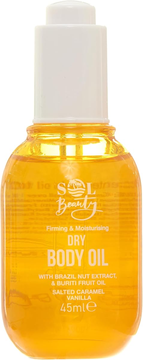 Dry Body Oil Caramel Vanilla Brazil Nut Buriti 1.52 fl oz | Lightweight Moisturiser with Brazil Nut and Buriti Fruit Oil. Helps Firm and Moisture Skin. Vegan Friendly Formula.