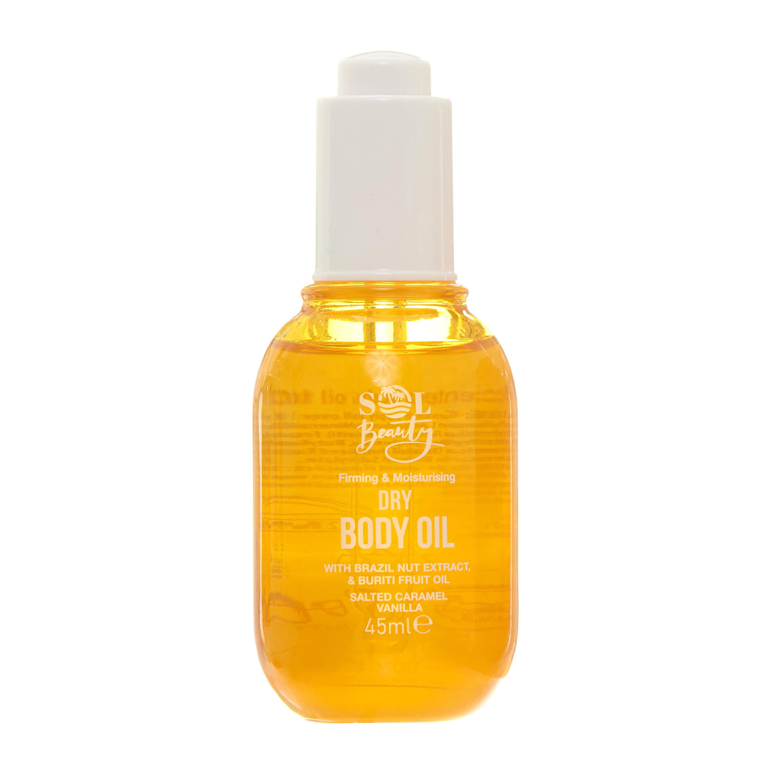Sol Beauty Dry Body Oil Caramel Vanilla Scent with Brazil Nut Extract and Buriti Fruit Oil, Helps Firm and Moisture Skin