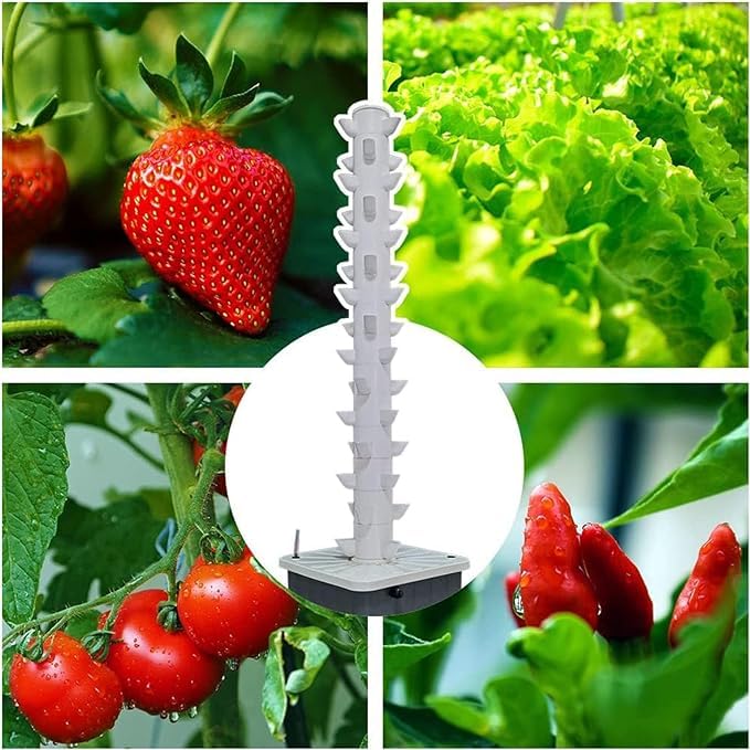 Torre hidropónica de 15 pisos y 45 orificios, sistema de cultivo hidropónico, kit de cultivo hidropónico, sistema de cultivo acuapónico, kit de cultivo aeropónico para hierbas, frutas y verduras