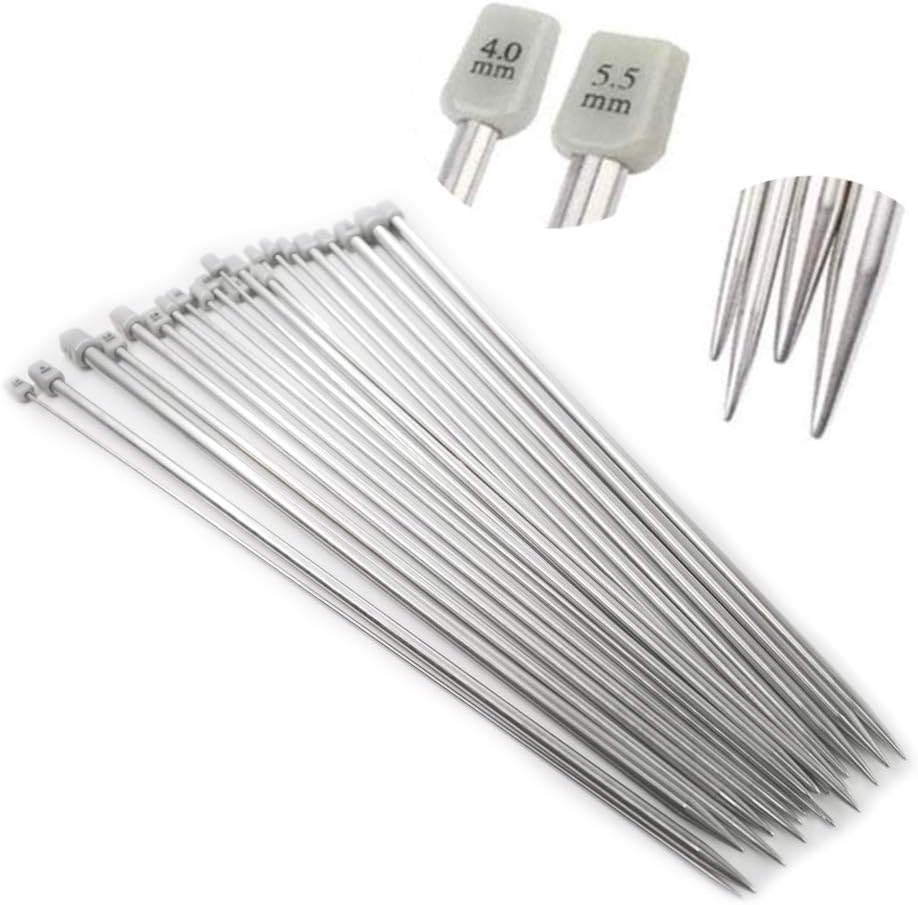 Anyasen Metal Knitting Needles Long Knitting Needles Metal Knitting Needles Set in case Knitting Needles Set 2.0mm 2.5mm 3.0mm 3.5mm 4.0mm 4.5mm 5.0mm 5.5mm 6.0mm 7.0mm 8.0mm 11 Pairs (22 Pcs)