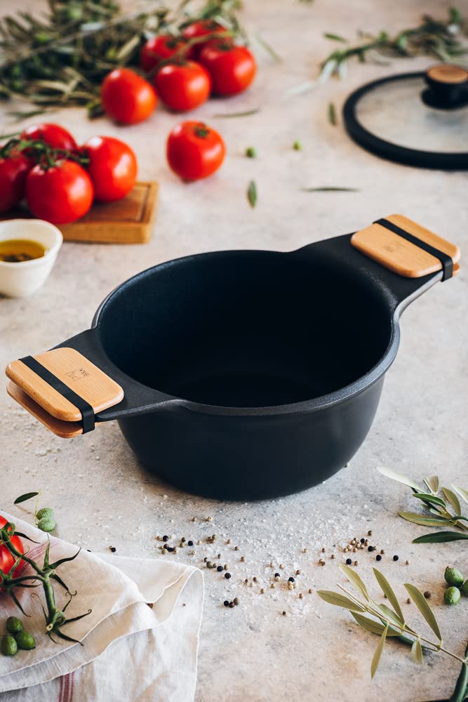 BRA Market | Cacerola alta 20 cm, Aluminio Fundido con Antiadherente, sin PFOA, Apta para todo tipo de cocinas incluida Inducción