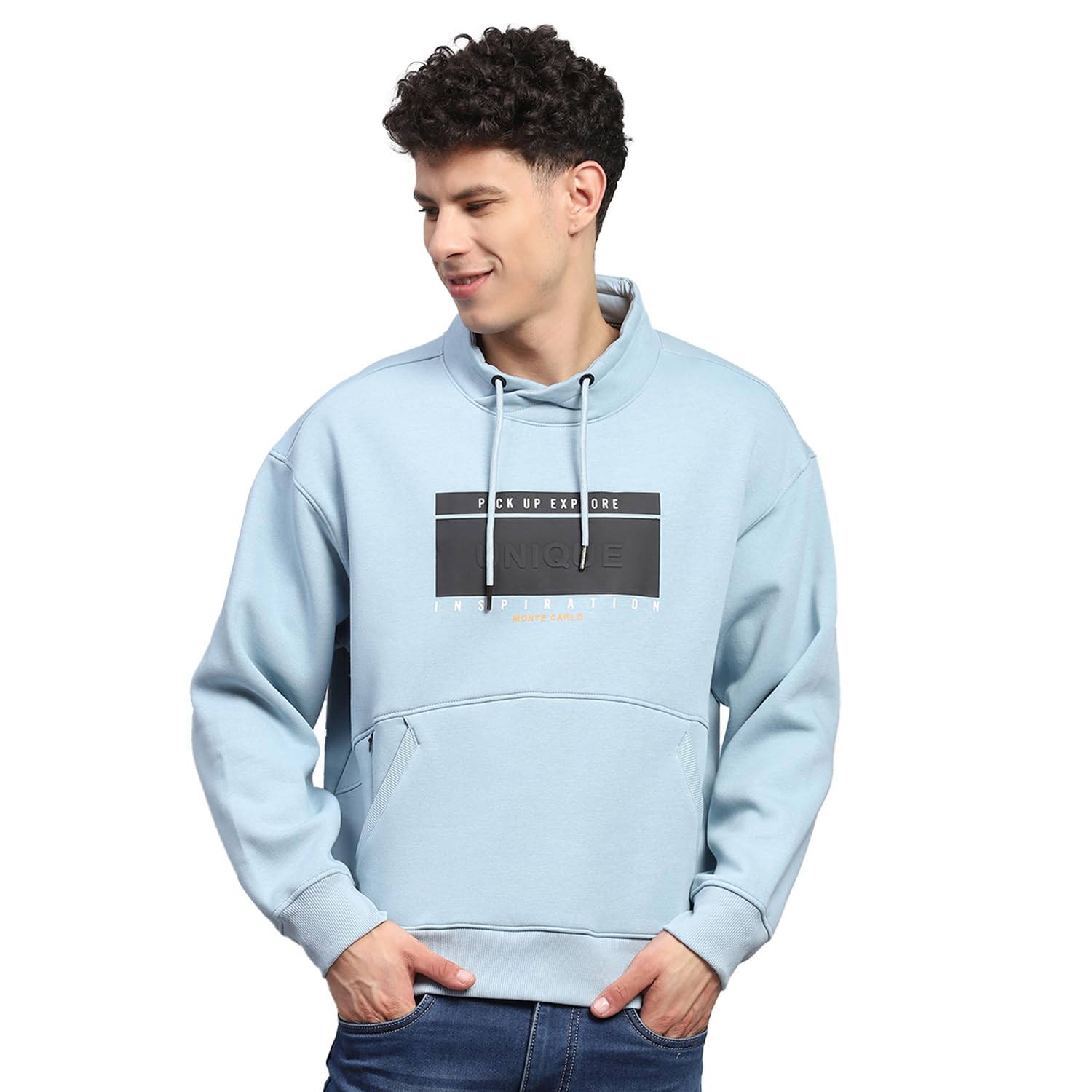 monte carlo Mens Printed Mock Neck Cotton Blend Sweatshirt-picture-45