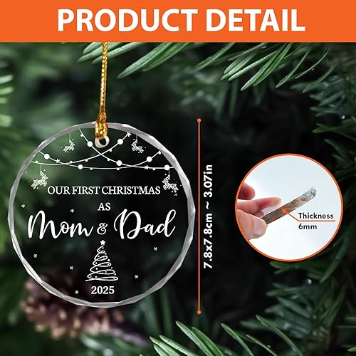 Miniatura 3 de BSQUIELE Adorno de Nuestra Primera Navidad Como Mamá y Papá 2025 Regalos para Nuevas Mamás y Papás Ascendidos a Mamá y Papá Regalos Regalo para