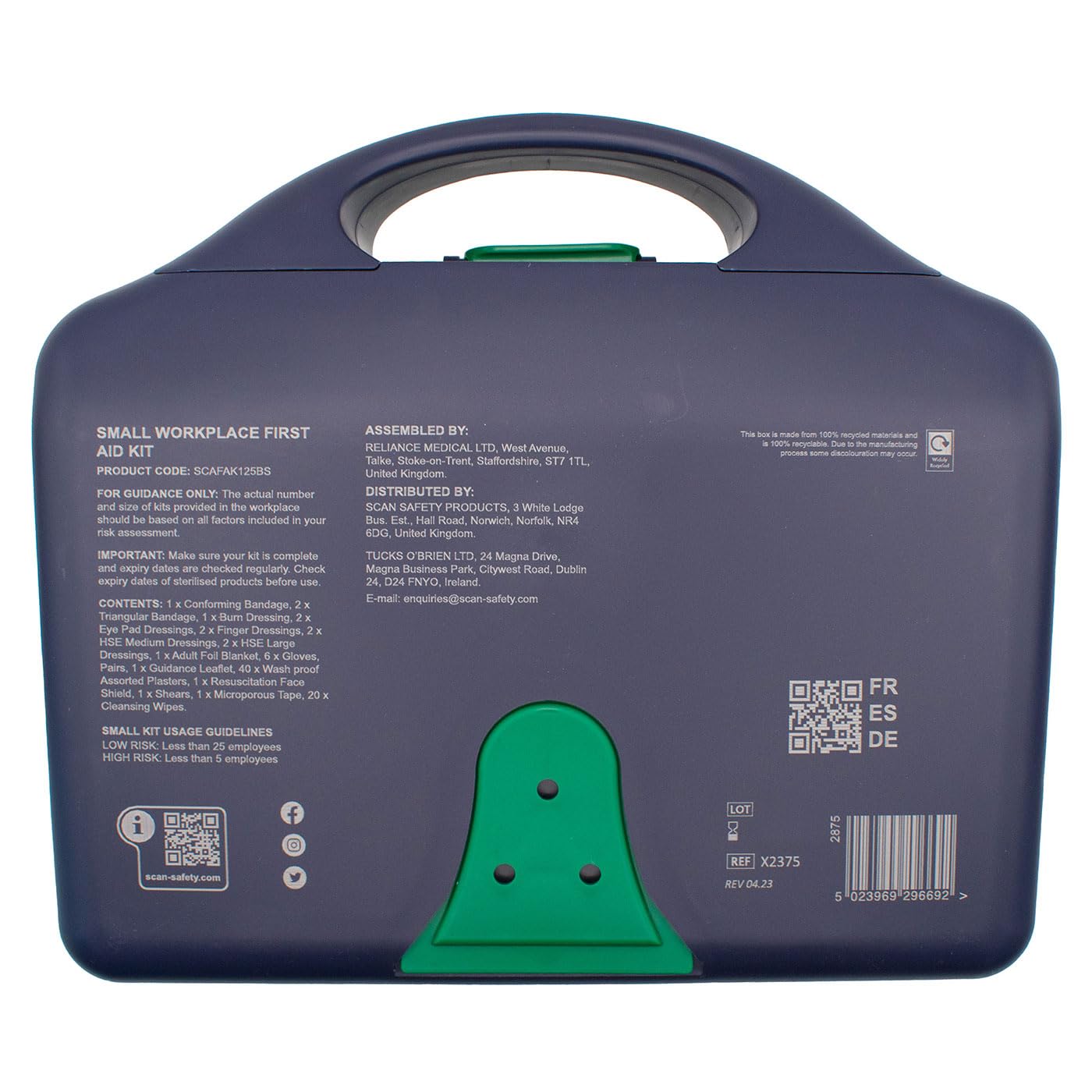 Scan FAK125BS Kit de premiers secours pour 1 à 25 personnes Certifié BS