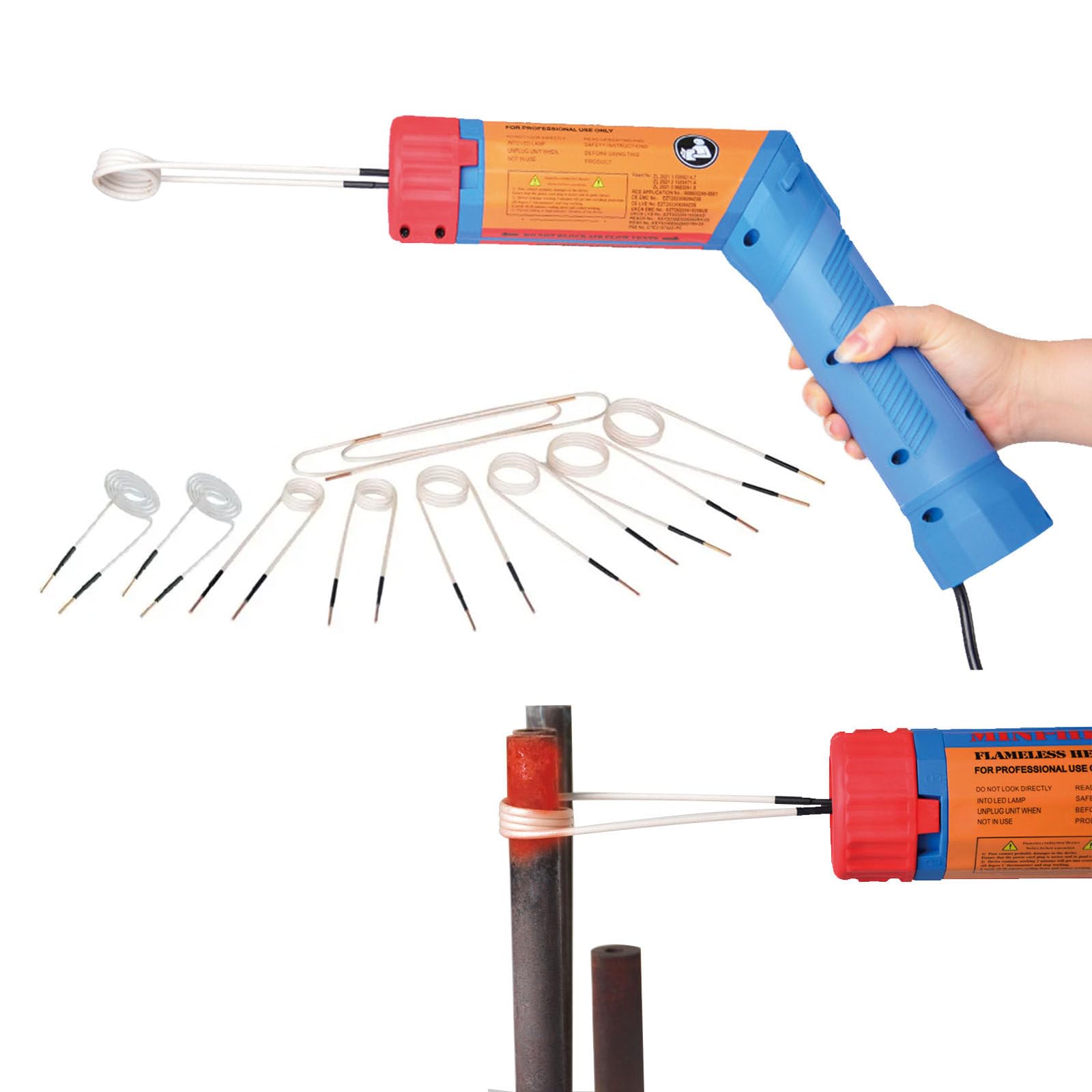 Magnetische inductieverwarming, 1500 W, 750 °C, inductieverwarming, voor auto, inductieverwarmer met 4 warmtespoelen