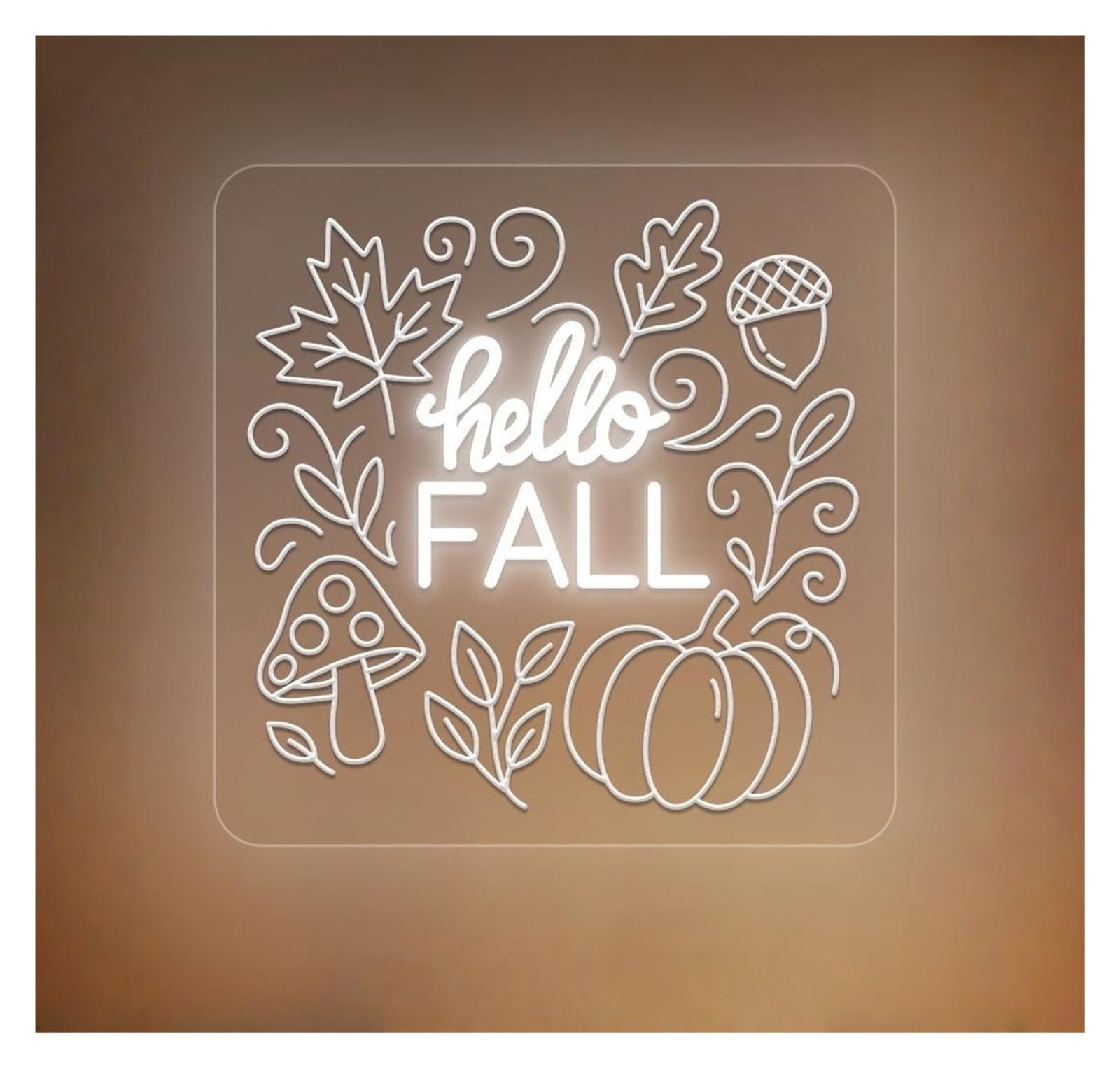 Shouxi C Sign Lamp Hello Fall Neon Sign Led Light Home Bedroom Decor Autumn Party Wall For Gameroom Bar Livingroom Birthday 50X50cm
