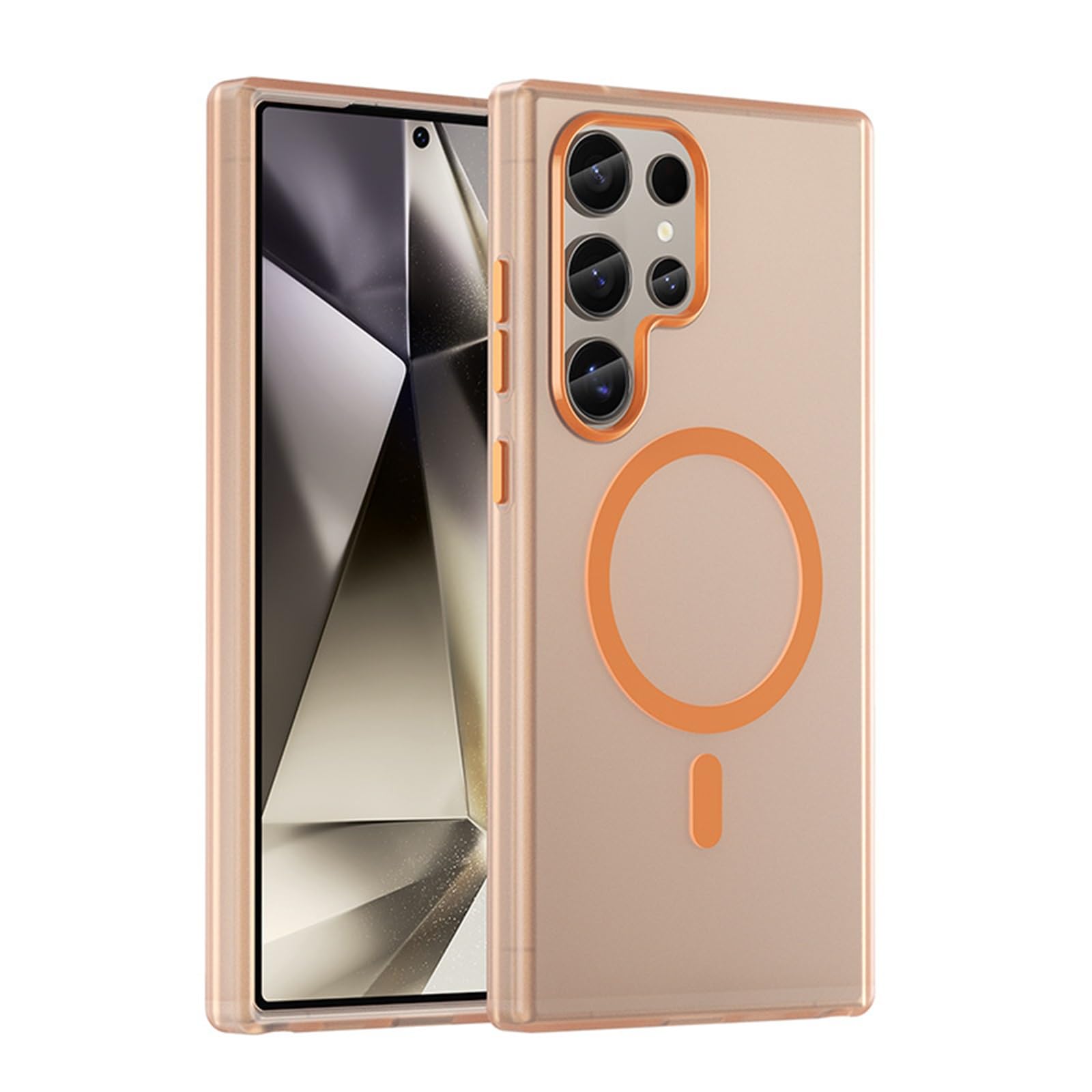 Magnetyczne etui do Samsung Galaxy S25 Ultra/S25 Plus/S25, zderzak półprzezroczysty matowy tył cienka obudowa (pomarańczowy, S25)