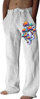 Mens Cotton Trousers Regular Fit Casual Pants Drawstring Waist Quick Dry Lounge Pants Workout Yoga Pants