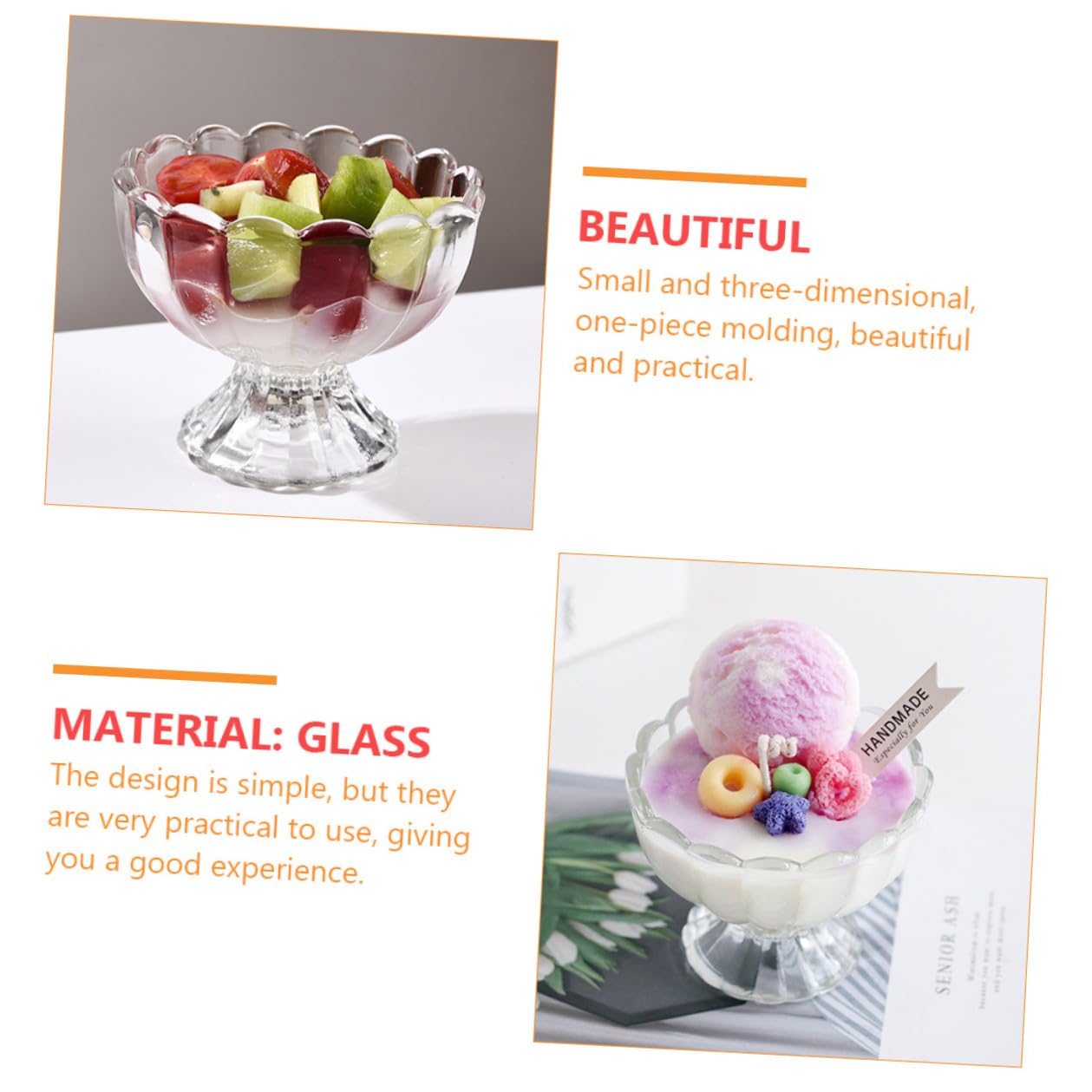 Vasos De Postre Transparentes 100 Ml, Copas De Helado y Gelatina De Vidrio, Aptos Para Hogar y Restaurante, Set De 6 Unidades