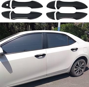 AOKIO Car Door Handle Cover Compatible with 2014 2015 2016 2017 2018 Toyota Corolla Accessories Glossy Black Without Smart Keyhole