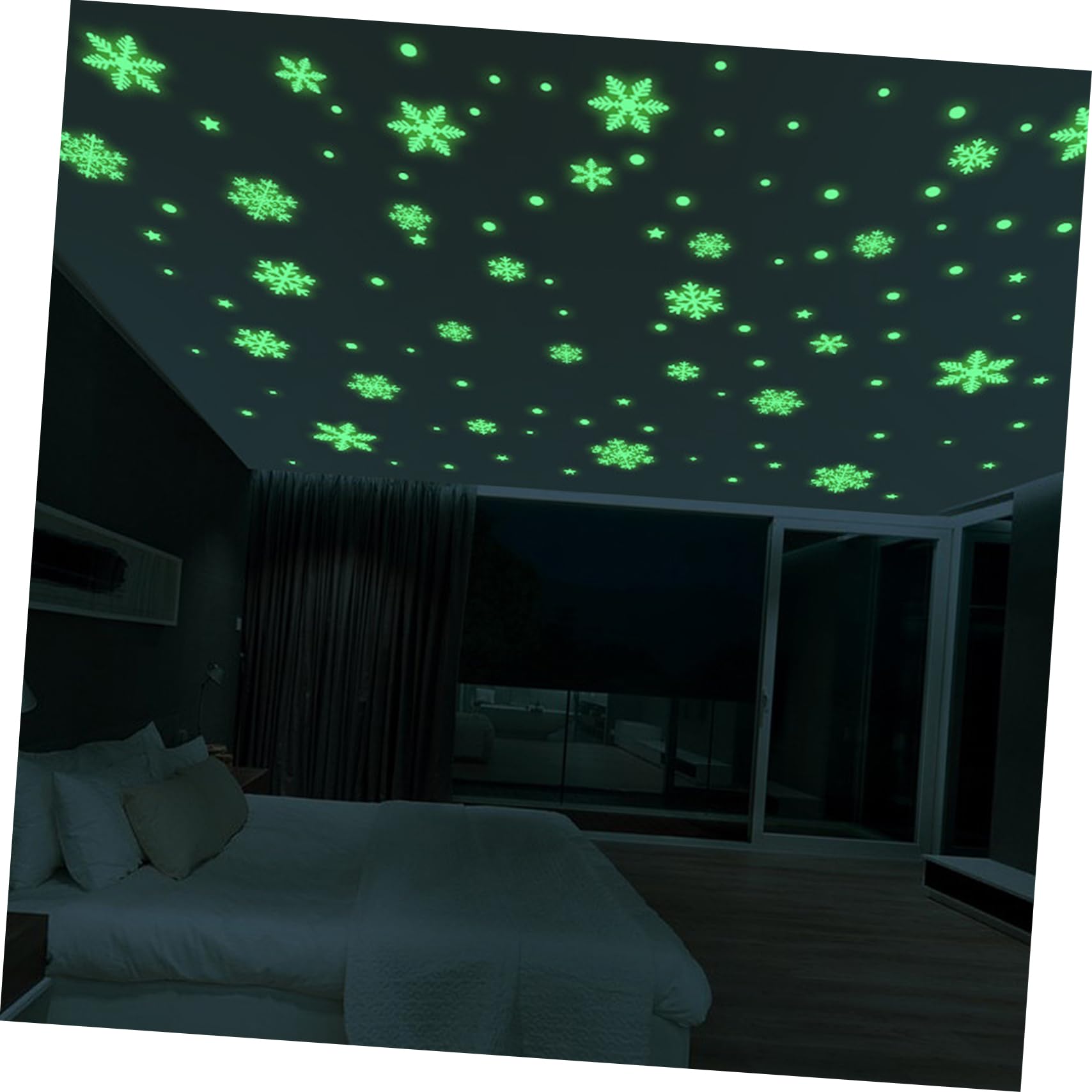 FRCOLOR 12 Blätter Weihnachtsaufkleber Winteraufkleber Schneeflocken-aufkleber Weihnachtsfensteraufkleber Leuchtender Schneeflockenaufkleber Fluoreszierender Wandaufkleber Weiß Pvc