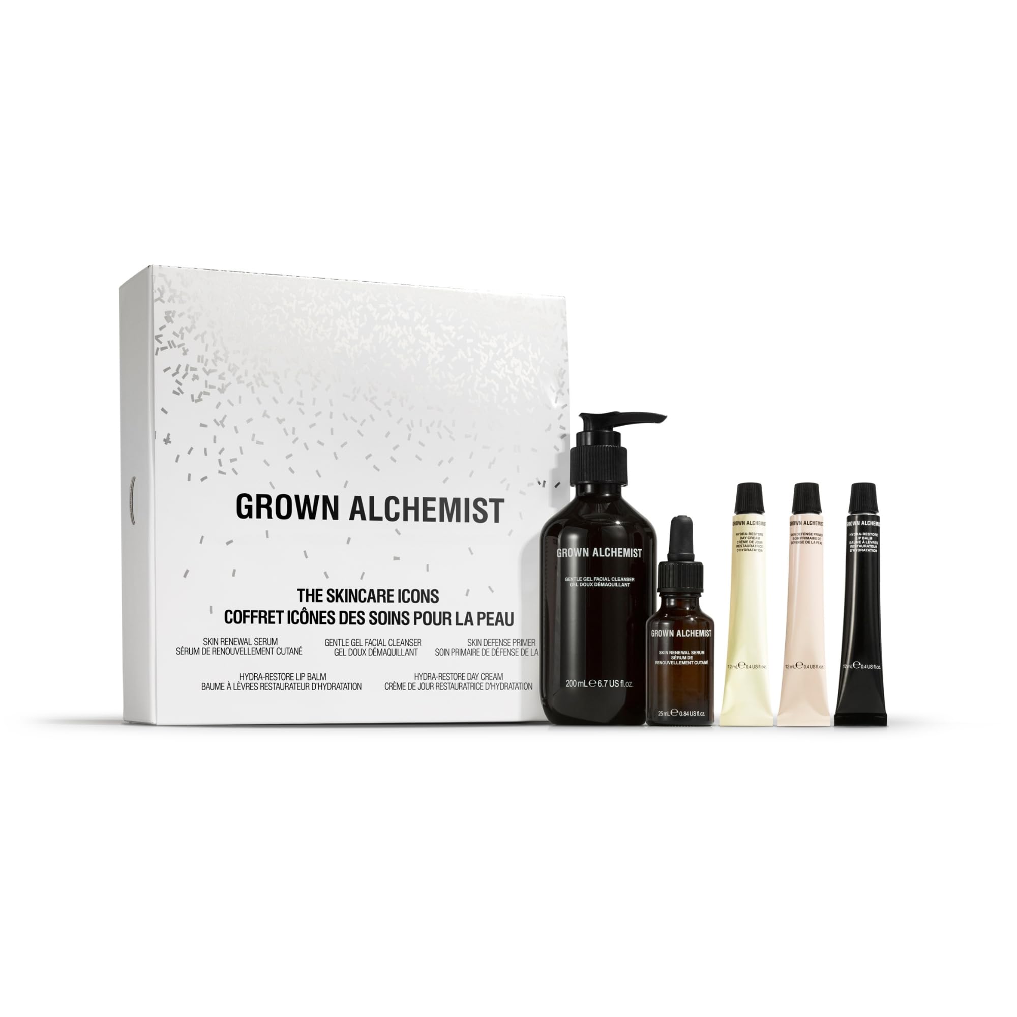 Grown Alchemist The Skincare Icons Kit, Skin Care Set, Hydrating Face Cleanser, Day Cream, Natural Lip Balm