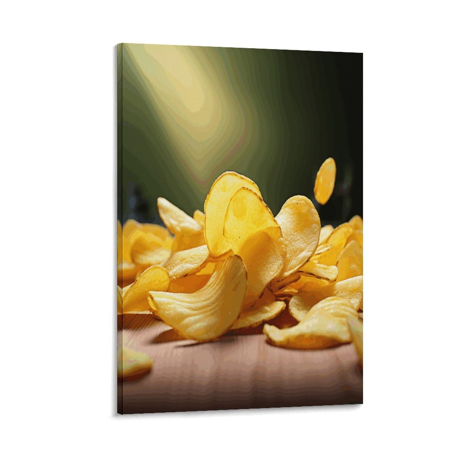 VstaDank Potato Chips Canvas Wall Art on Canvas Prints Artwork Exquisite Decor Artwork Hang Wall Picture Hangable Decor Painting Picture Printed Poster Art for Home Decor 24x36inch(60x90cm)