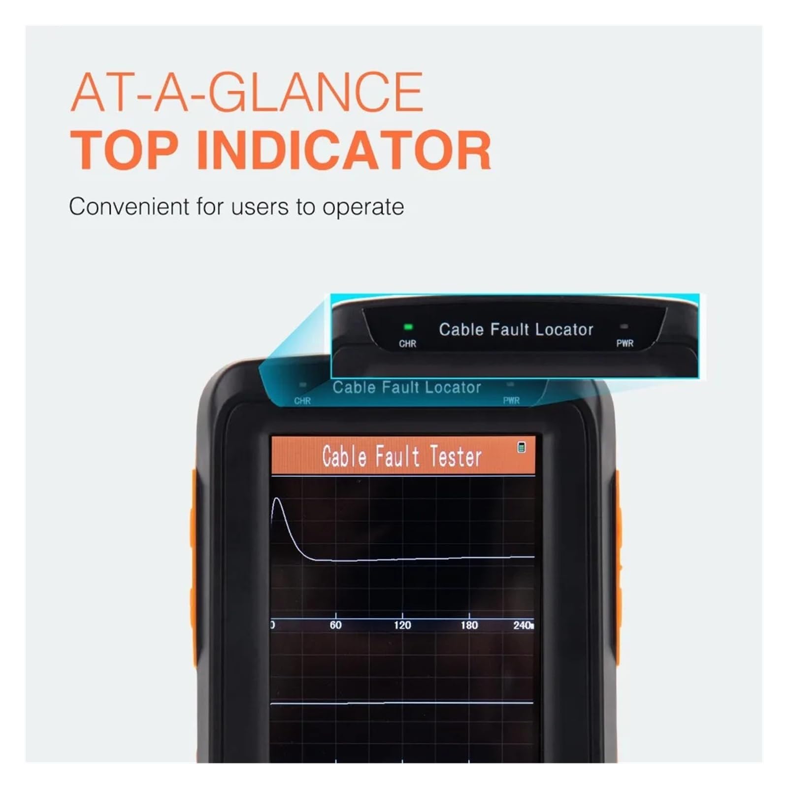 Localisateur de défauts de ligne visuelle TL280 avec écran LCD, testeur de défauts de câble TDR 1KM, 2KM, 4KM, 8KM, 0.5m, Mode de Test automatique/manuel Facile à lire(2KM)