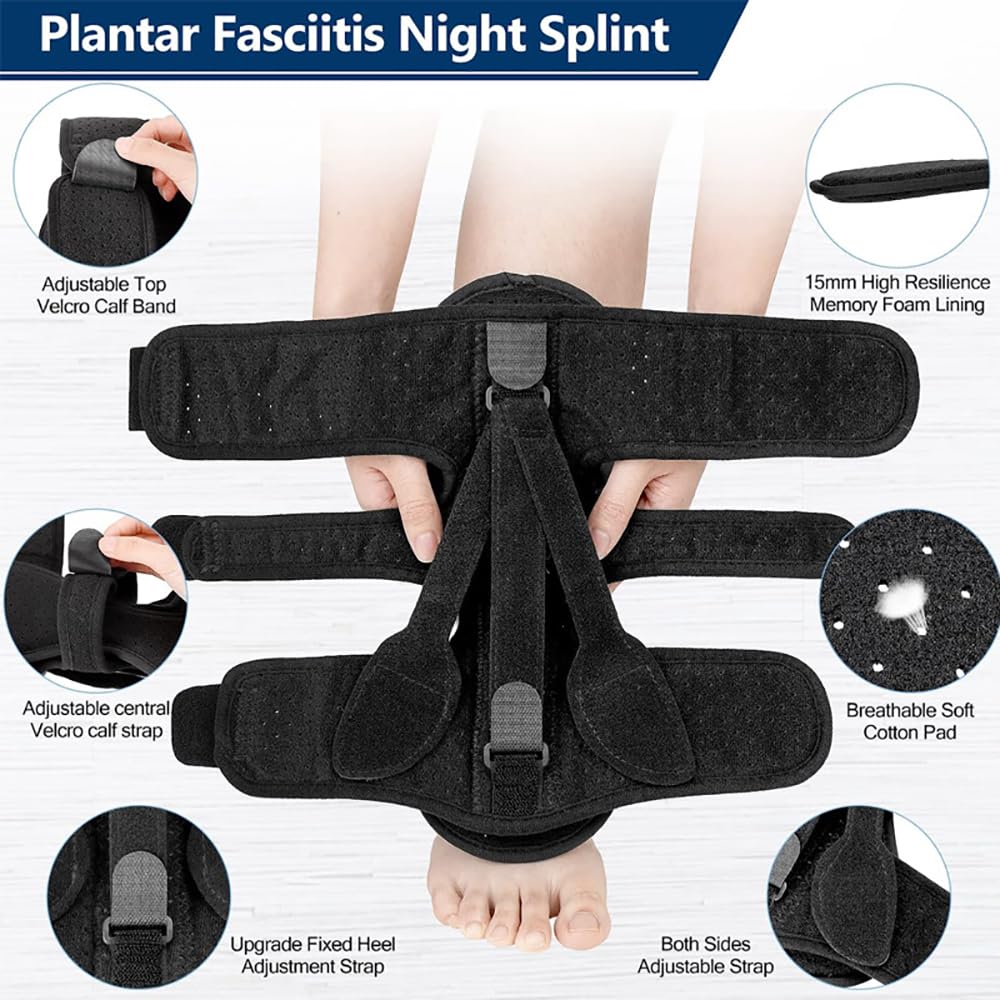Férula Nocturna para Fascitis Plantar, Órtesis De Pie Ajustable De 30°-90°, Adecuada para Tendinitis del Talón, Dolor De Tobillo Y Pie, Inmoviliza Los Tobillos para Prevenir Esguinces