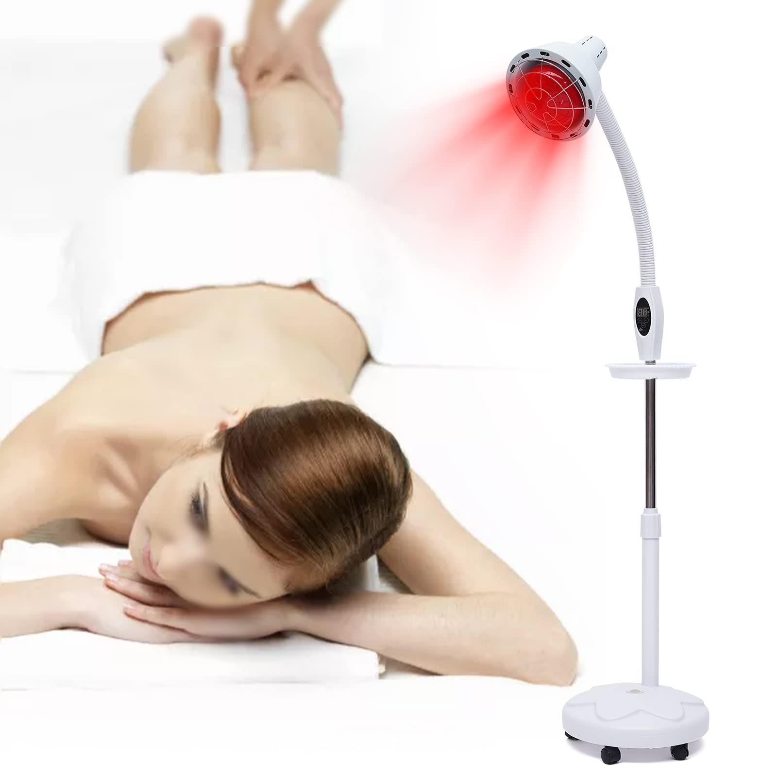 Profesjonalna lampa na podczerwień, 275 W, czerwona lampa terapeutyczna, reflektor stojący, ze stojakiem czasowym, lampa stojąca, do leczenia przeziębienia i napięcia mięśni