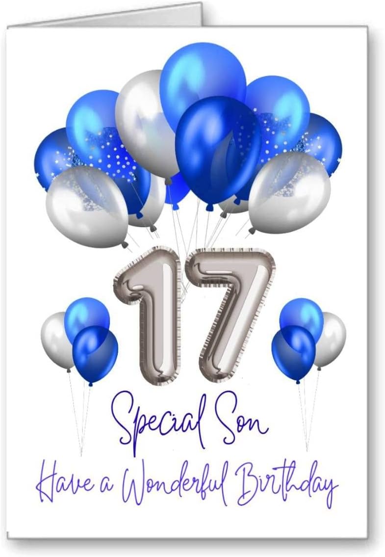 Birthday card Son Happy 17th 17 Balloons age (envelope Included ...
