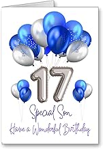 Birthday card Son Happy 17th 17 Balloons age (envelope Included)