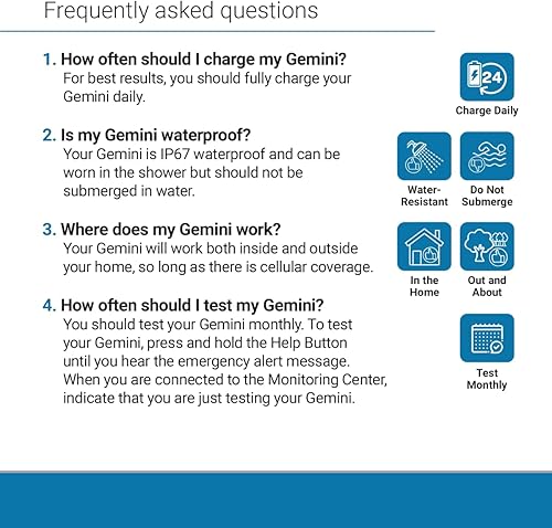 Miniatura 4 de Sistema de alerta médica Safety+ Gemini 4G para personas mayores avanzado, detección de caídas, monitor 247, localización WiFi, botón SOS, pequeño,