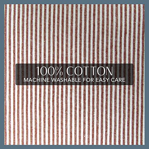 Elrene Home Fashions Tucker Ticking Stripe Window Valance For Kitchen Or Bathroom, 60" X 15", 1 Valance, Red #TOP3