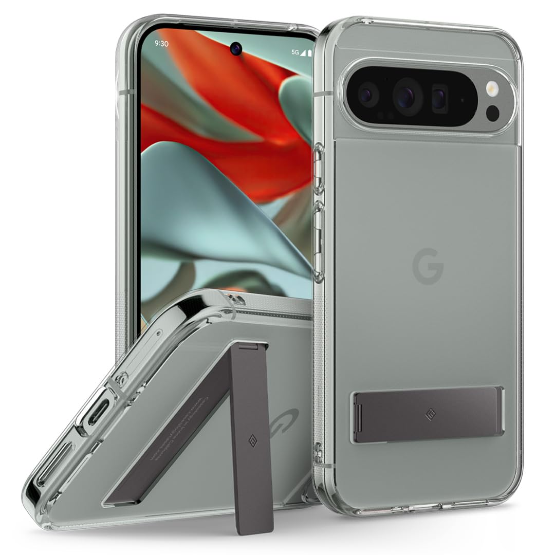 CASEOLOGY by Spigen Capella Kickstand Back Cover Case for Google Pixel 9 Pro XL [Built-in Kickstand] Google Pixel 9 Pro XL Case Cover with Military Grade Drop Protection (TPU, PC| Clear Charcoal Gray) (B0CW4WMTBC) Amazon Price History, Amazon Price Tracker