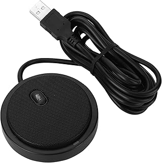 Desktop Microphone Speakerphone, Wired 360 Pickup Audio Video Omnidirectional Microphone Desktop Conference Computer Black