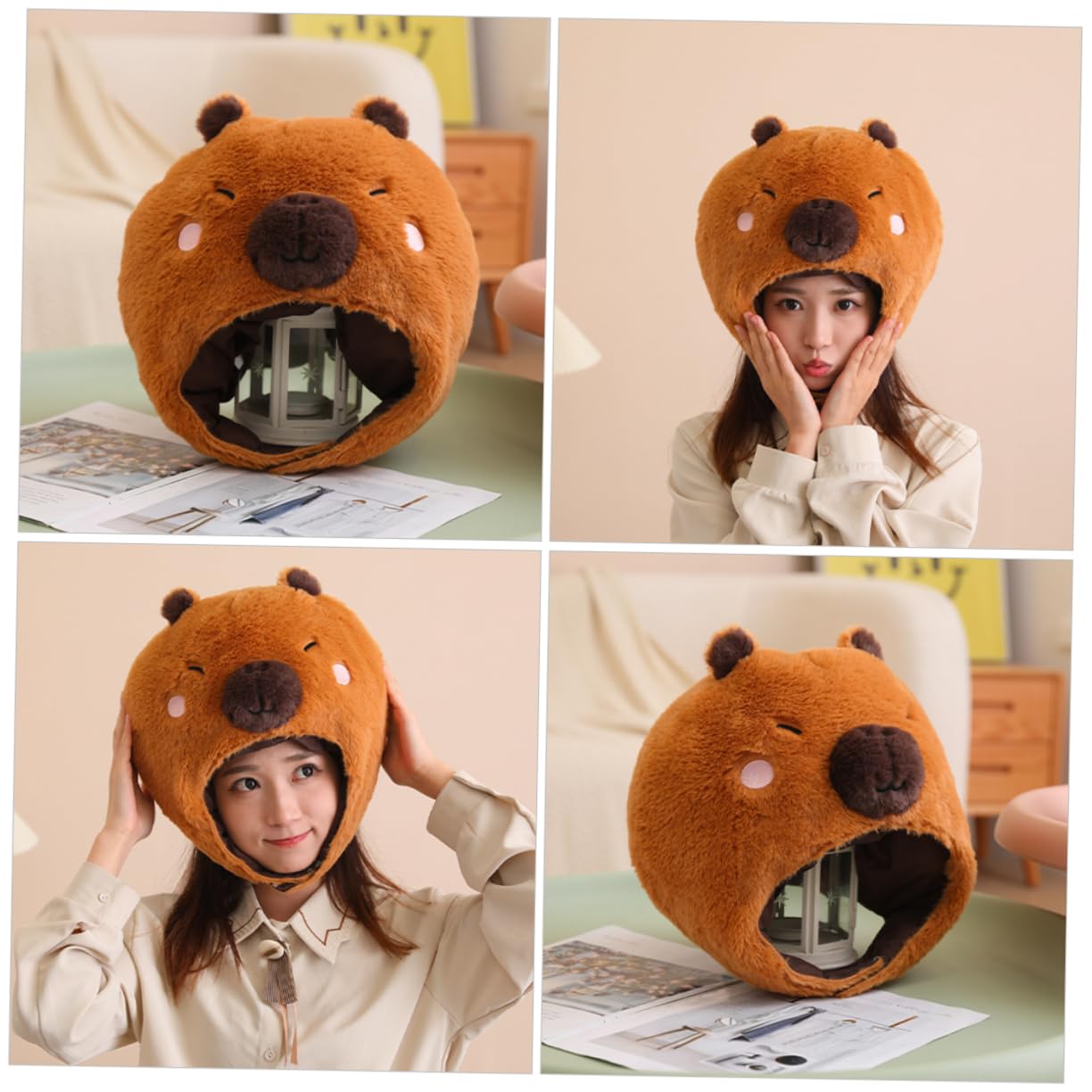 MAGICLULU Sombrero de Carpincho de Peluche Sombrero Divertido para Disfraz de Fiesta Accesorio de Fotos de Actuación para Adultos y Mujeres para Fiestas de Disfraces y Festivales