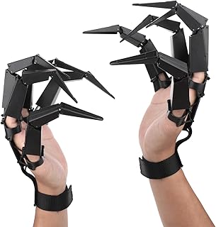 2pcs Halloween Articulated Fingers, 3D Printed Articulated Finger Extensions Claws Extender Articulated Fingers Claws for Witch Ghost Gloves Halloween Devil Claws Cosplay Props (Black)