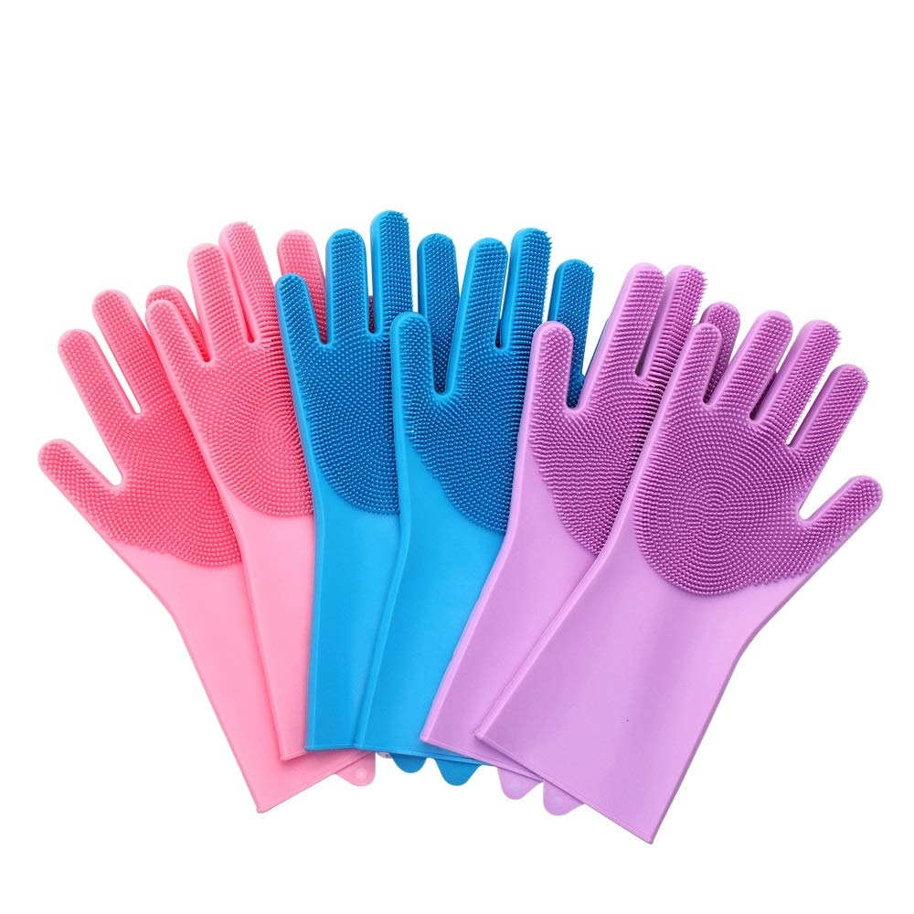 SAFEYURA Silicon Scrubbing Gloves Bathroom Cleaning, Scrub Gloves for Dish-washing Utensils - 1 Pair (Multi Color) (B07T3WK4ND) Amazon Price History, Amazon Price Tracker