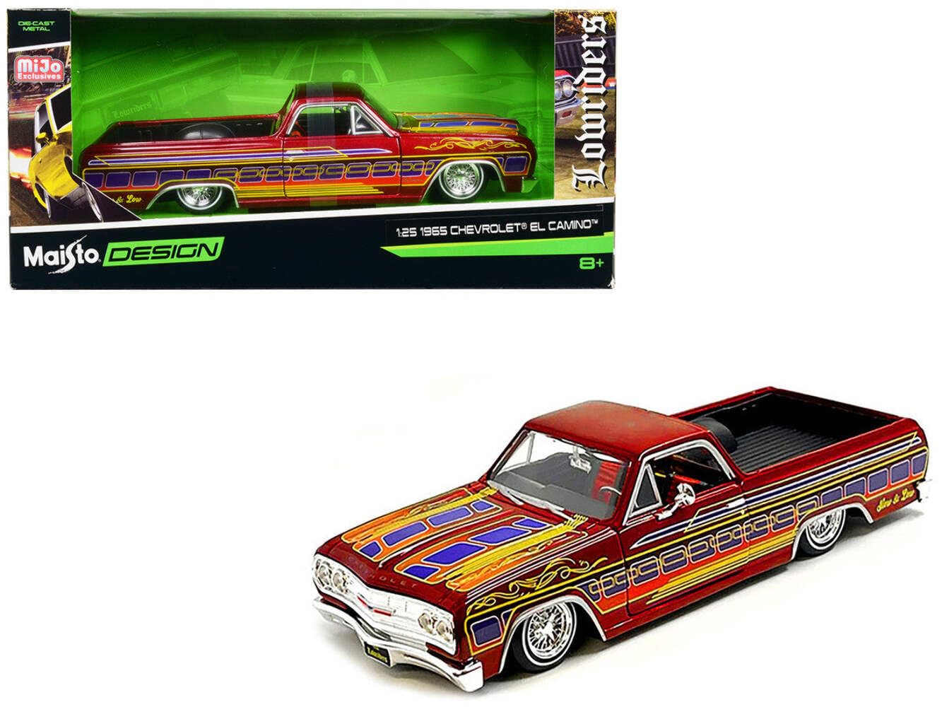 Maisto 1965 Chevrolet El Camino Lowrider Candy Red Metallic with