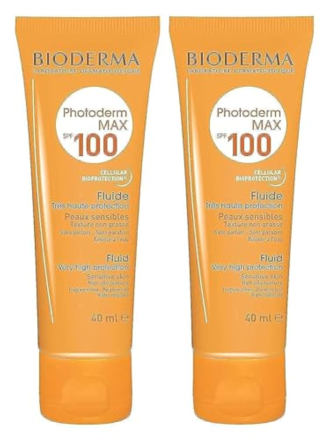 BiodermaPhotoderm MAX Fluid SPF 100 Light Texture Sunscreen For All Skin Types, 2 x 40 ml