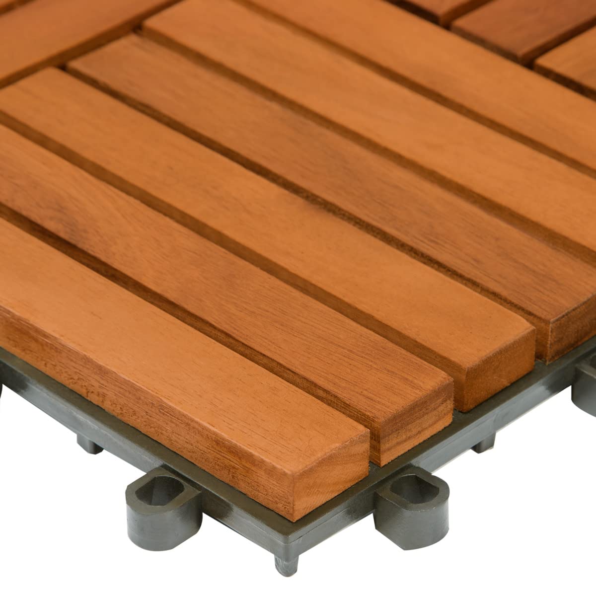 Casaria Piastrelle Legno Acacia 66pz Certificato FSC® Mattonelle 6m² ad Incastro 30x30cm Esterno Mosaico Quattro