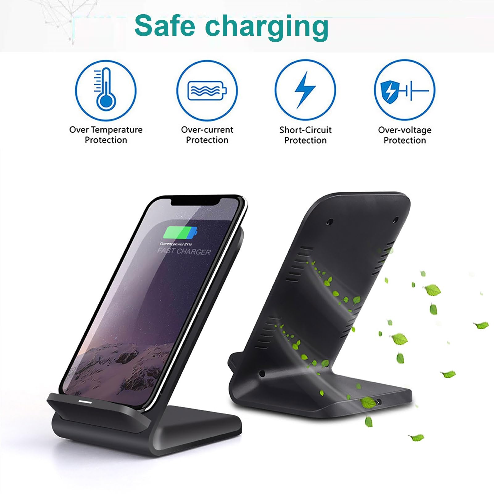 Caricatore a induzione, caricatore senza fili rapido da 20 W, stazione di ricarica per iPhone 17 Pro Max/16 Pro/15/14 Plus/13/12/11/XR/XS,Samsung Galaxy S25/S24/S23/S22/S21/S20,Note20/10, nero con