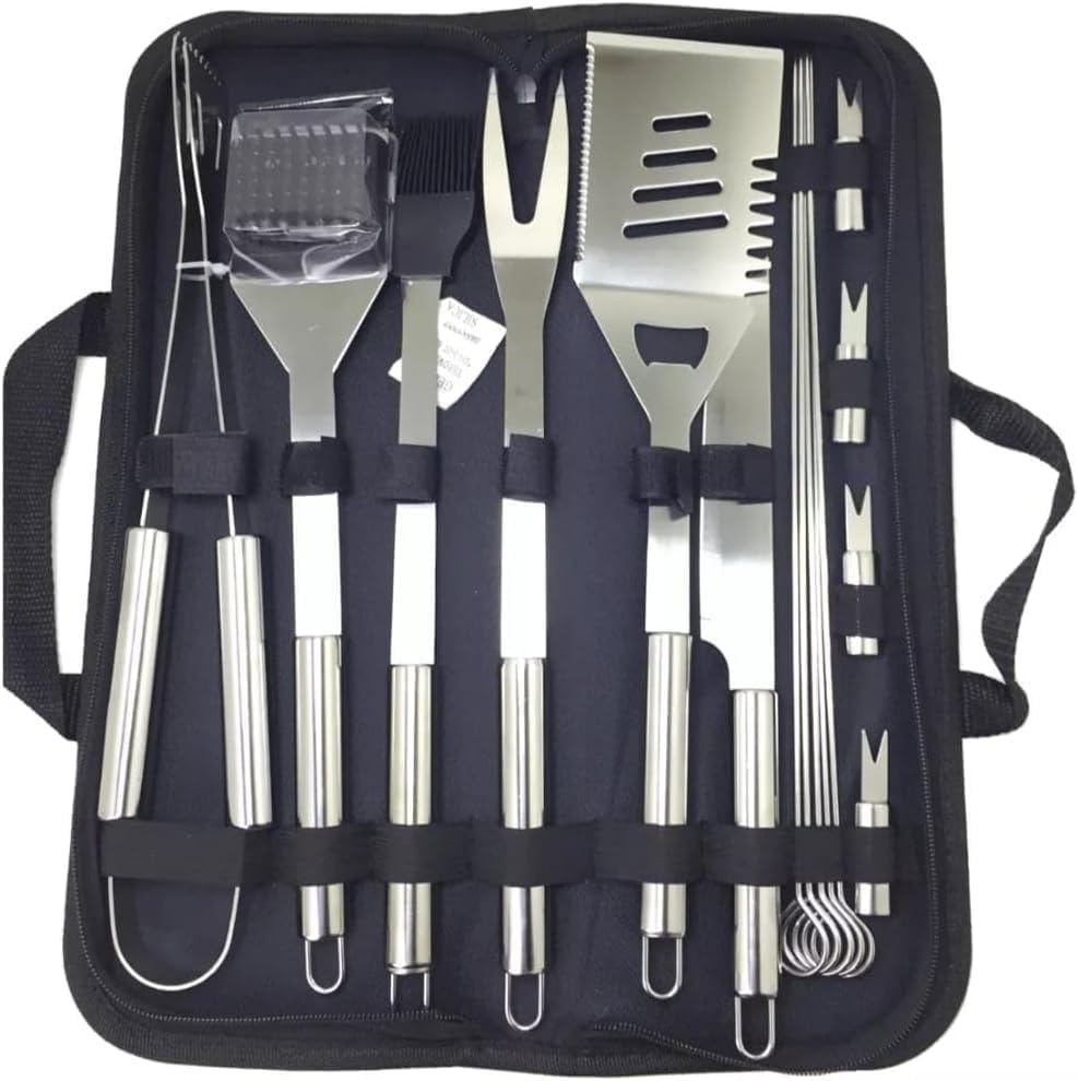 Kit Conjunto Profissional para Churrasco em Aço Inox com maleta 1...