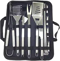 Kit Conjunto Profissional para Churrasco em Aço Inox com maleta 15 peças