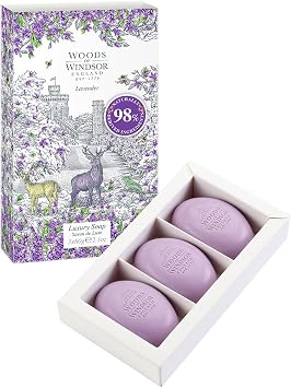 Woods of Windsor Lavender Moisturising Soap Bars with Shea Butter 3 x 60g