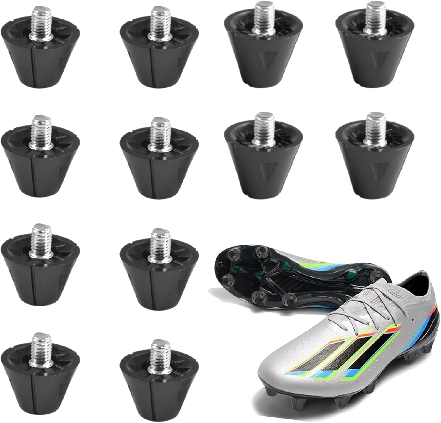 12 Pcs Football Boots Studs Replacement, 2 Size Black Replacement Soft