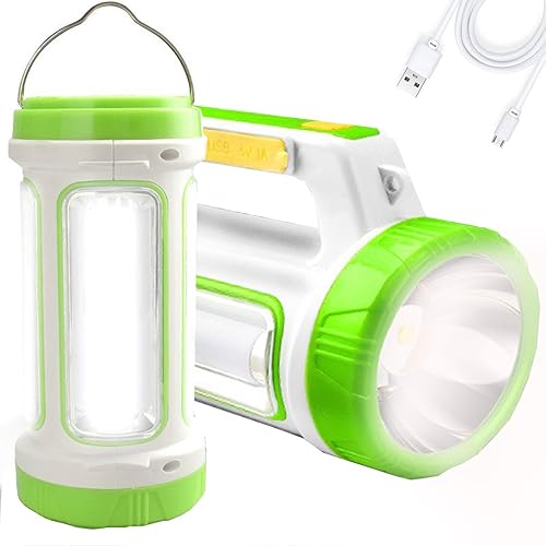 SUYOOULIN Linterna LED recargable solar, súper brillante, 10000 lm, reflector LED de mano, linterna de campamento, luz de trabajo, 5 modos de luz,