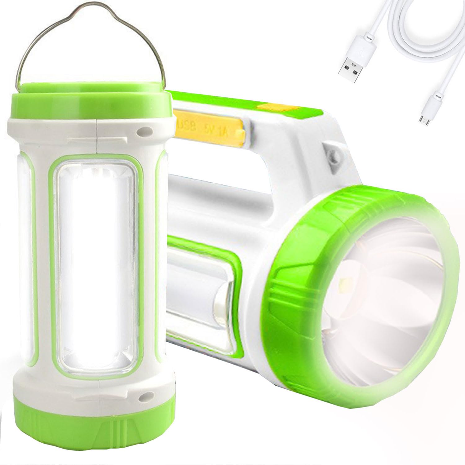 SUYOOULIN Solar Rechargeable LED Flashlight Lantern, Super Bright 10000LM Handheld LED Spotlight Searchlight, Multifunction Camping Lantern Work Light
