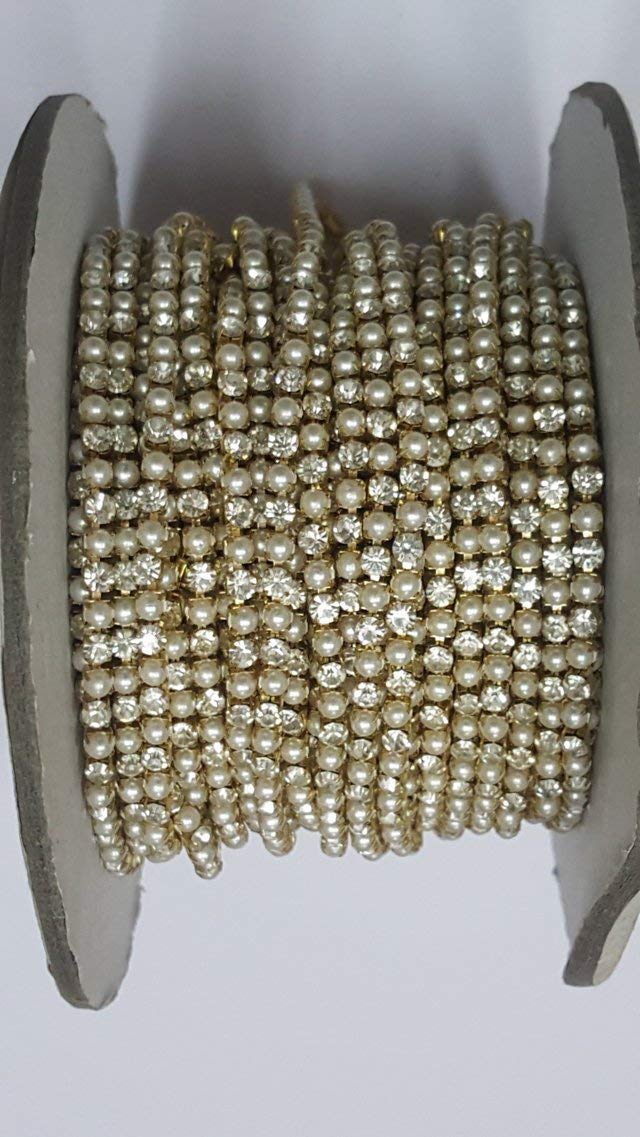 eshwarshop? Pearl & White Stone Chain 2 Meters